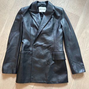 Stand Studio Black Faux Leather Blazer Size 36 - Gently Worn